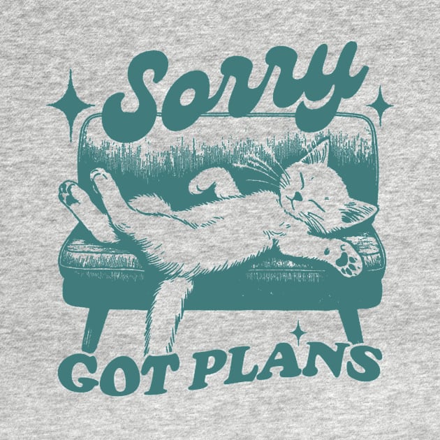 Sorry Got Plans Retro Graphic T-Shirt, Vintage Unisex Adult T Shirt, Vintage Kitten T Shirt, Nostalgia Cat by Y2KSZN